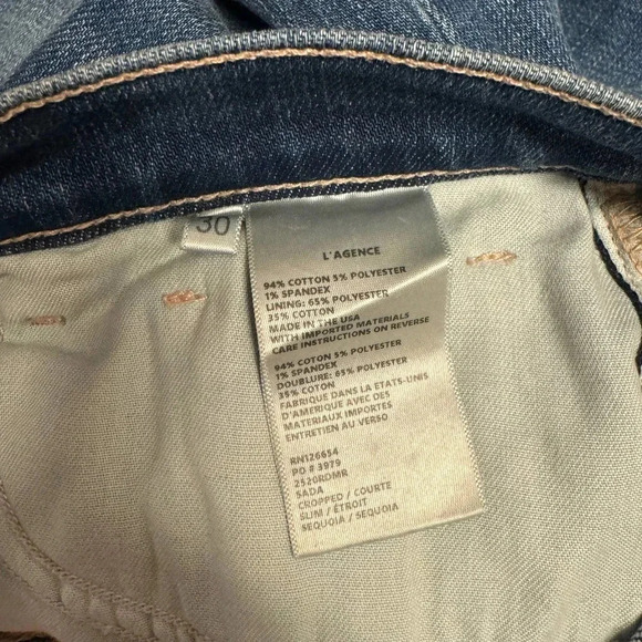 NWOT L’AGENCE Sada Jeans - High-Rise Cropped Stretch Distressed Denim Jeans - Picture 10 of 10